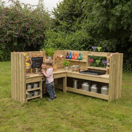 TTS Outdoor Wooden Corner Kitchen Unit H110 x W180 x D180cm  hi\-res