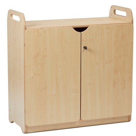 Lockable Storage Cupboard with Display \x26 Mirror Back  hi\-res