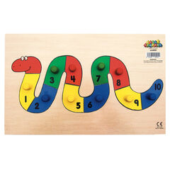 1 - 10 Wooden Number Worm Peg Puzzle  hi-res