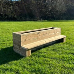Outdoor Wooden Bench Seating Planter  Outdoor Wooden Bench Seating Planter  hi-res