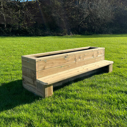 Outdoor Wooden Bench Planter  hi\-res