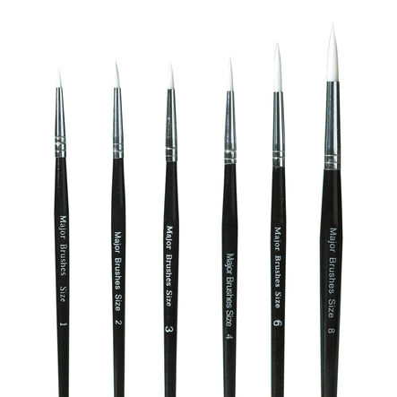 White Sable Substitute Paint Brushes 10pk  hi\-res