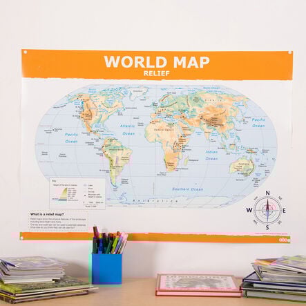 TTS Map of the World Political and Physical A1 KS2  hi\-res