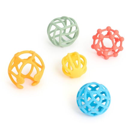 SiliSoft Silicone Teethers, Rainbow Balls \x26 Cups Bundle  hi\-res