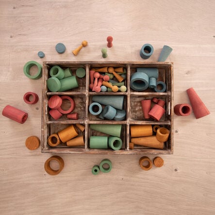 Loose Parts Wooden Shapes Large 72 Piece Set \- Earth  hi\-res