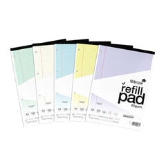 A4 Tinted Refill Pads 8mm Ruled Margin Assorted 100pg 5pk  A4 Tinted Refill Pads 8mm Ruled Margin Assorted 100pg 5pk  hi-res