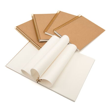 Pisces Hdbk ECO Kraft Cover Spiral Sketchbook A4 140gsm 5pk  hi\-res