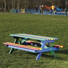 Marmax Children’s Recycled Heavy-Duty Picnic Bench Rainbow  Marmax Children’s Recycled Heavy-Duty Picnic Bench Rainbow  hi-res