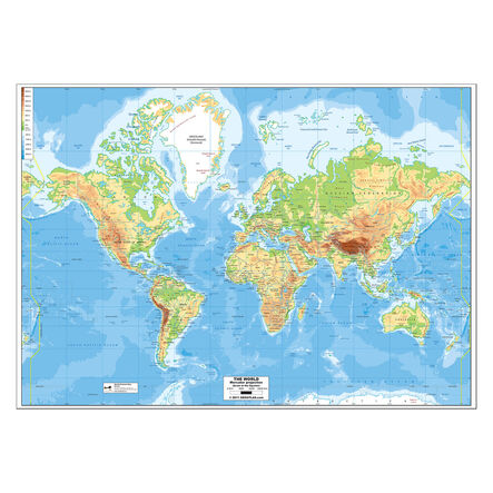 World Map Reversible Political and Physical A0  hi\-res