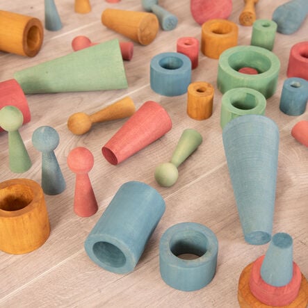 Loose Parts Wooden Shapes Large 72 Piece Set \- Earth  hi\-res