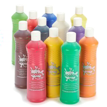 Scola Ready Mixed Assorted Paint 600ml 12pk  hi\-res