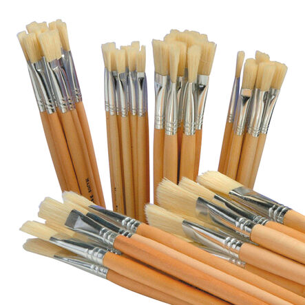 Hog Hair Flat Paint Brushes Assorted 60pk  hi\-res
