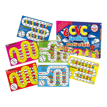 Smart Kids 6 CVC\/CVCC Spelling Board Games  hi\-res