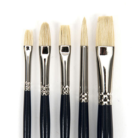 Short Handle Hog Hair Paint Brushes 5pk  hi\-res