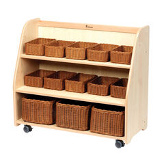 Mobile Tiered Shelf Unit with Mirror Back With Baskets  Mobile Tiered Shelf Unit with Mirror Back With Baskets  hi-res