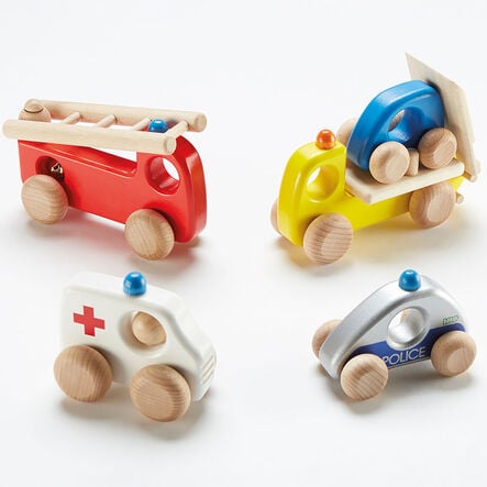 Wooden Small World Emergency Vehicles 4pcs  hi\-res