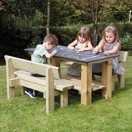 Outdoor Rectangular Chalkboard Table and Benches  hi\-res