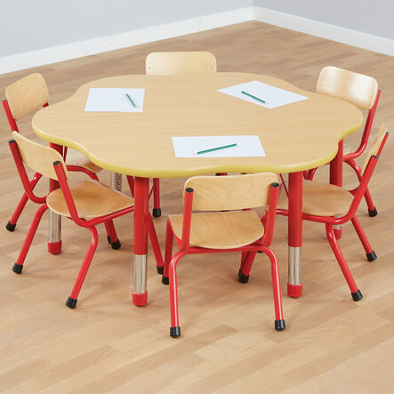 Copenhagen height adjustable flower shaped 6\-seater table  hi\-res