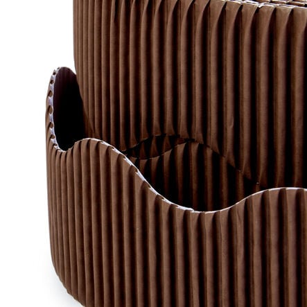 TTS Scalloped Fade Resist Corrugated Border Rolls Brown 15m x 57mm Brown hi\-res