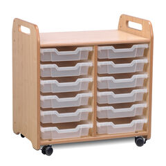 2 Column Tray Storage w/ 12 Shallow Translucent Trays H730mm  hi-res