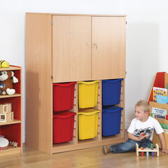 Cupboard With Jumbo Tray Storage Multicoloured Trays  Cupboard With Jumbo Tray Storage Multicoloured Trays  hi-res