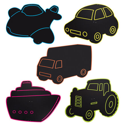 TTS Transport Themed Assorted Chalkboards 5pk  hi\-res
