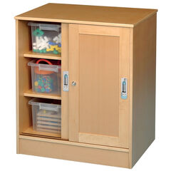 Medium Beech Lockable Storage Cupboard H850 x W530 x L710mm  hi-res