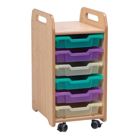 1 Column Tray Storage Unit W\/ 3 Deep Translucent Trays  hi\-res
