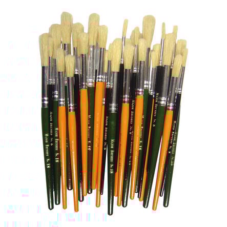Hog Hair Round Head Paint Brushes Assorted 30pk  hi\-res