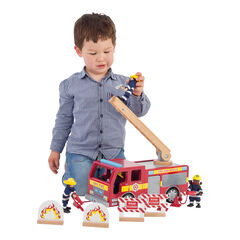 Small World Wooden Fire Engine Toy Truck 9pcs  Small World Wooden Fire Engine Toy Truck 9pcs  hi-res
