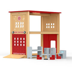 Fire Station and Furniture Wooden Play Set  hi-res