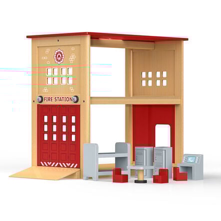 Fire Station and Furniture Wooden Play Set  hi\-res