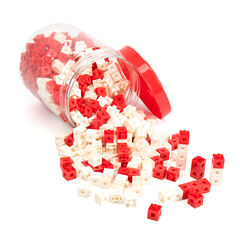 Red/White Plastic Snap Cubes 500pk  Red/White Plastic Snap Cubes 500pk  hi-res
