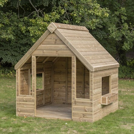 Outdoor Wooden Playhouse Shelter with Table \x26 Benches  hi\-res