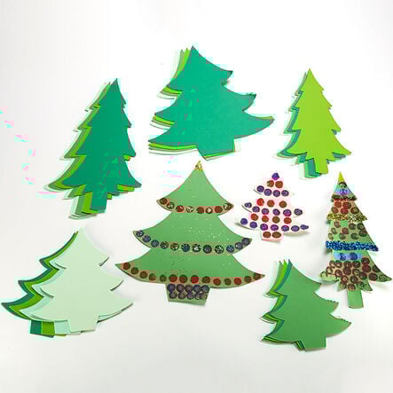 Pre Cut Jumbo Christmas Tree Cards 30pk  hi\-res