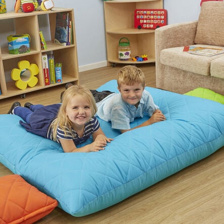 Large Quilted Floor Cushion Turquoise W1500 x L1500mm  hi\-res