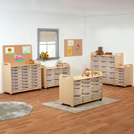 3 Column Tray Storage Unit with 9 Deep Translucent Trays  hi\-res