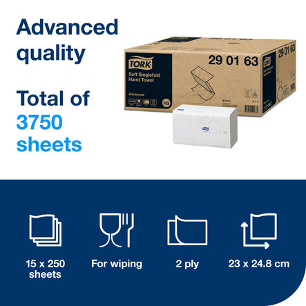 TORK® Advanced Soft Singlefold Hand Towels 2 Ply 15pk  hi\-res
