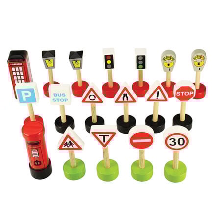 Small World Wooden UK Traffic Signs 18pcs  hi\-res