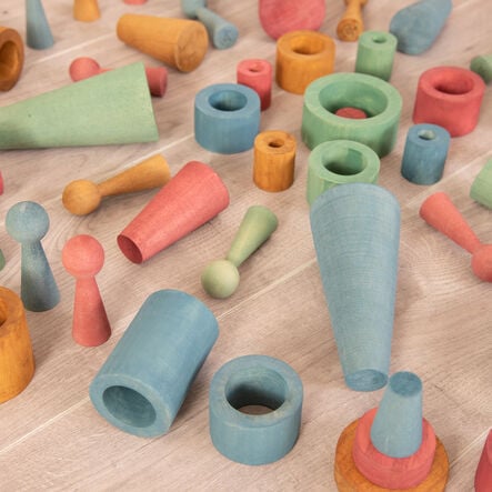 Loose Parts Wooden Shapes Large 72 Piece Set \- Earth  hi\-res