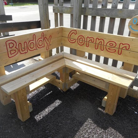 Outdoor Wooden Buddy Corner Bench  hi\-res