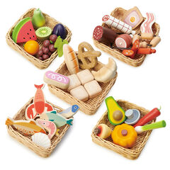 Role Play Wooden Food Groups in Wicker Baskets  hi-res