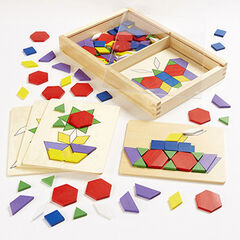 Wooden 2D Shapes and 5 Pattern Boards  hi-res