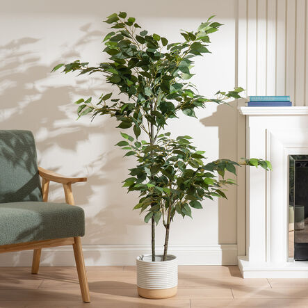 Large Green Artificial Ficus Tree in Black Pot 140cm  hi\-res