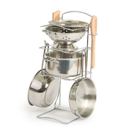 Role Play Metal Kitchen Cookware \x26 Utensils 13pc  hi\-res