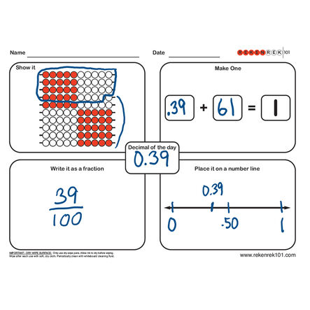 Rekenrek Practice Charts Fraction \x26 Decimal Bundle  hi\-res