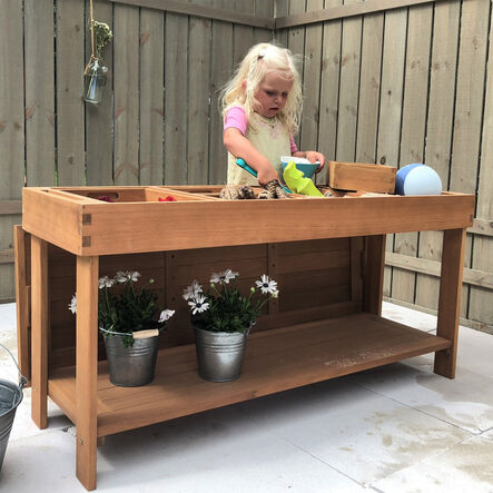 Outdoor Wooden Activity Table \x26 Lid  hi\-res
