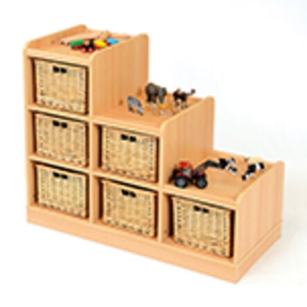 Tiered Storage Units With Wicker Baskets  hi\-res