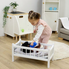 Role Play Doll Wooden White Cot Bed  hi-res