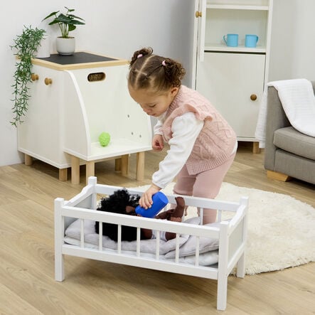 Role Play Doll Wooden White Cot Bed  hi\-res